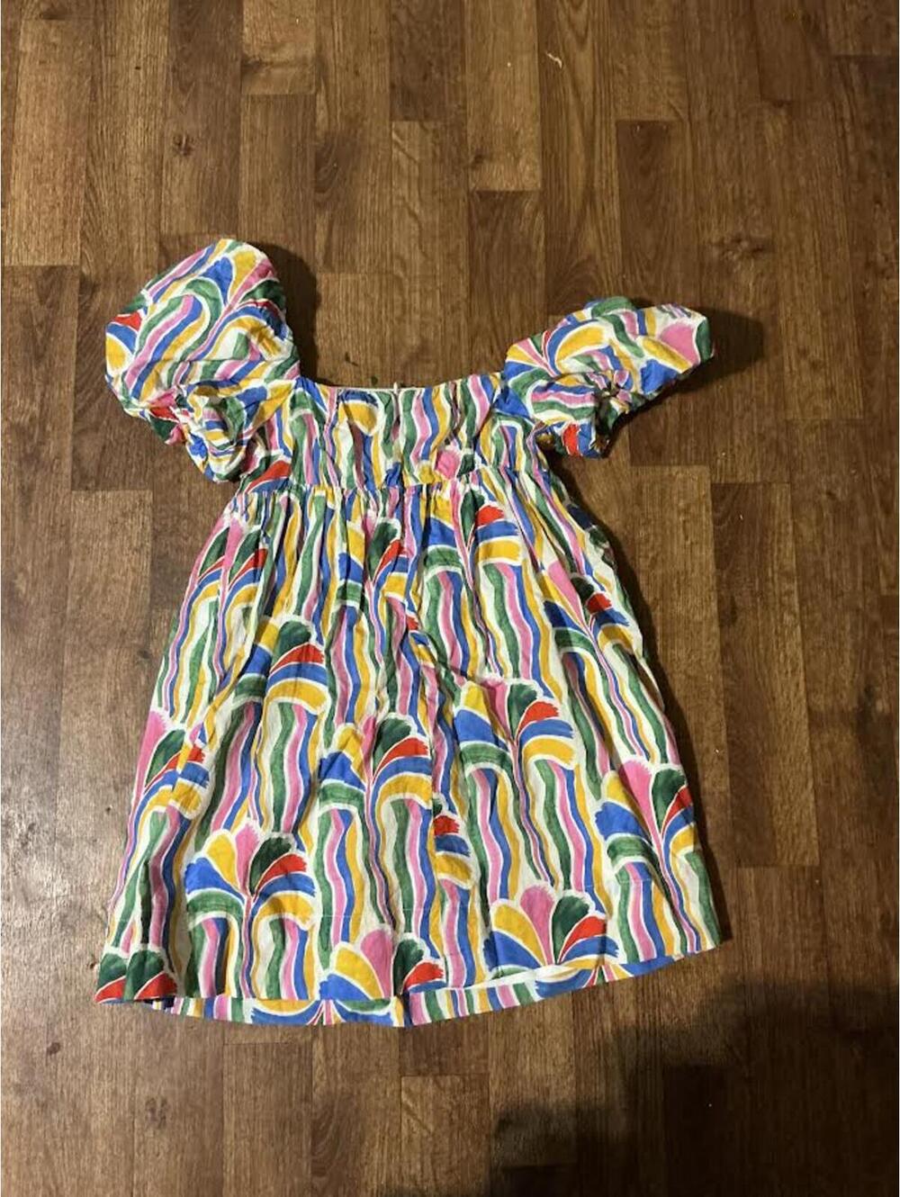 TCEC Colorful Patterned Puff Sleeve Dress Small
